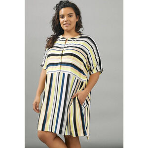 New Anthropologie Peter Som Naxos Striped Tunic Dress $148 PLUS 1X Yellow